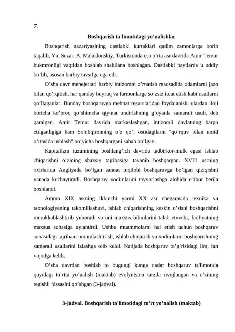 Menejment nazariyasining shakllanishi va rivojlanishi 2