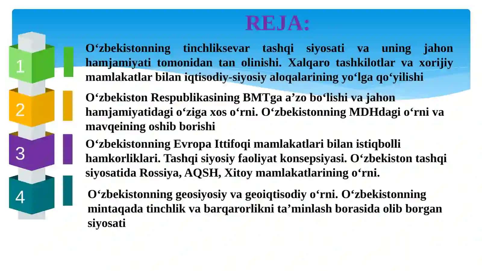 O‘zbekistonva jahon hamjamiyati 2