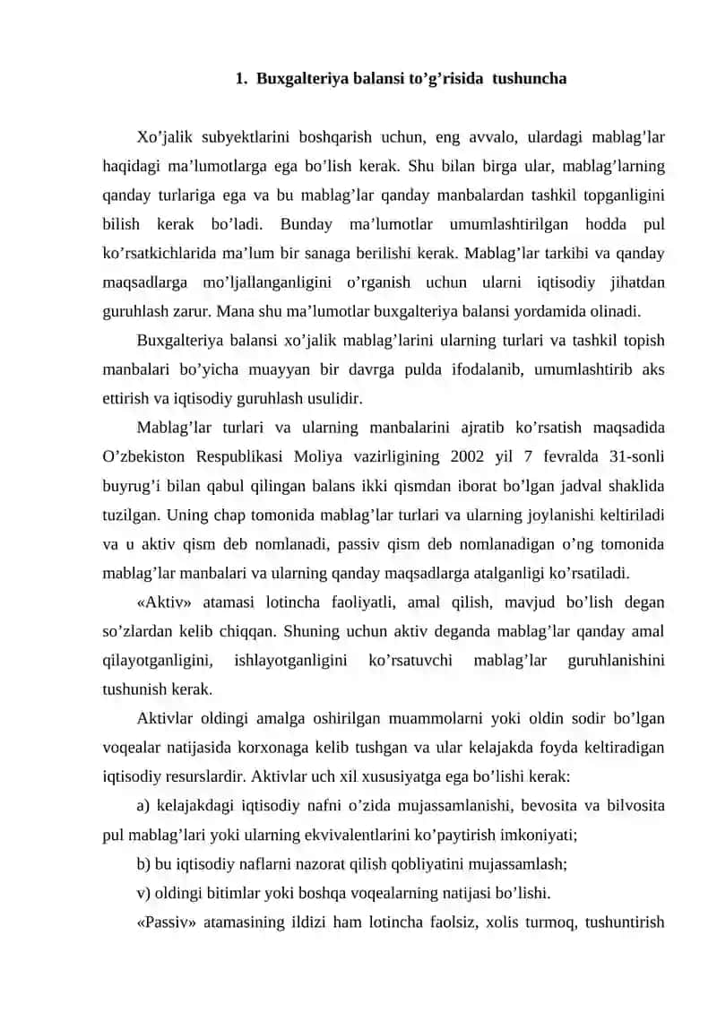 Buxgalteriya balansining turlari 2
