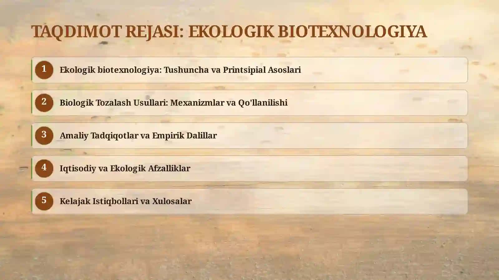 Ekologik biotexnologiya: Asosiy tushuncha va tamoyillar 2