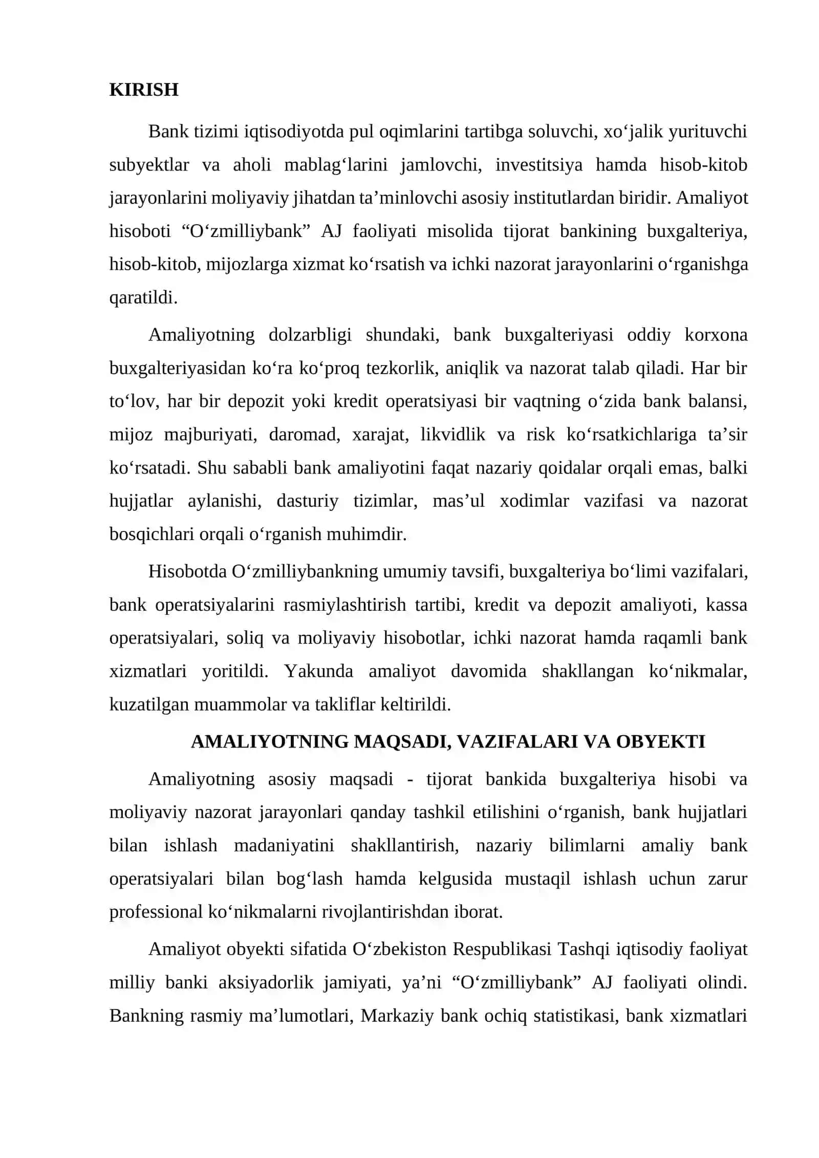 Milliy bank amaliyot hisoboti 2