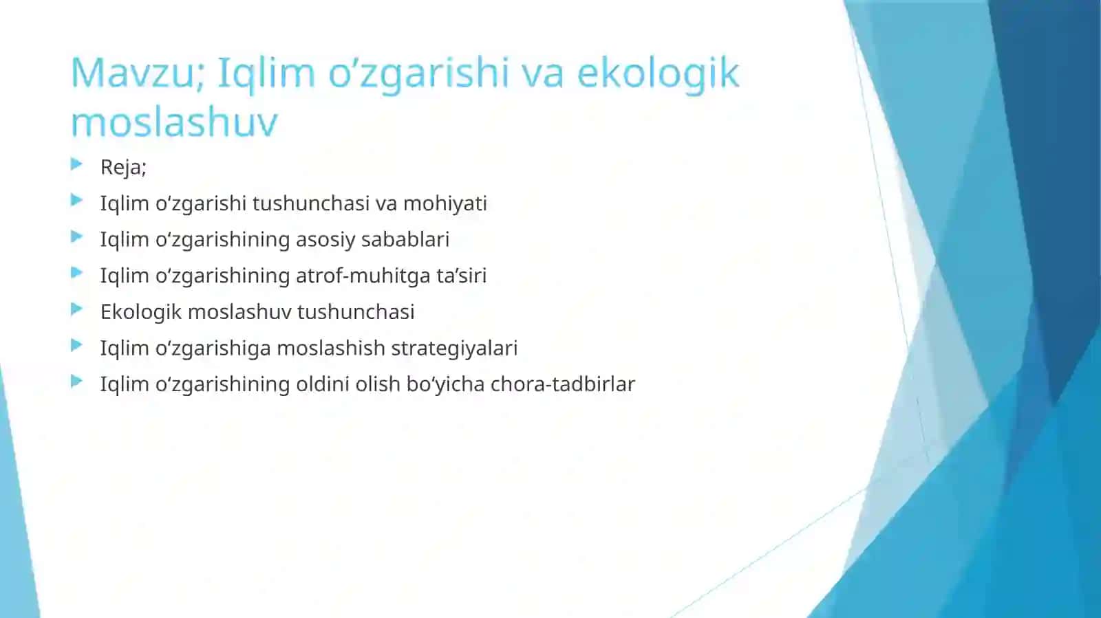 Iqlim o’zgarishi va ekologik moslashuv 2
