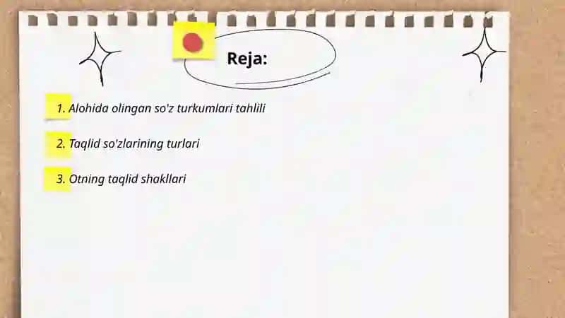 Alohida olingan so'z turkumlari 2