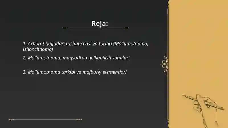 Axborot hujjatlari (Maʼlumotnoma,ishonchnoma) 2