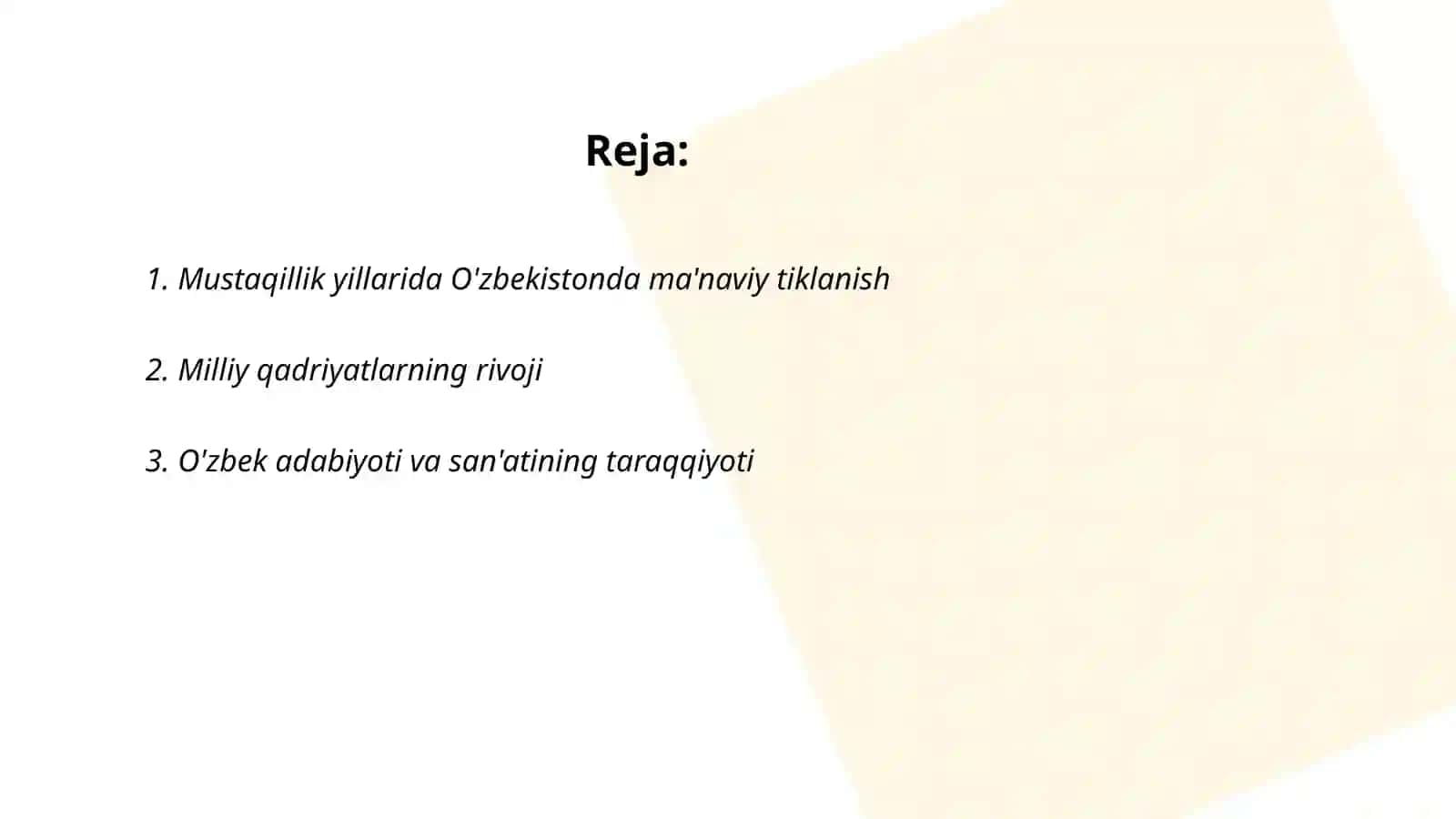 Mustaqillik yillarida O'zbekistonda ma'naviy tiklanish 2