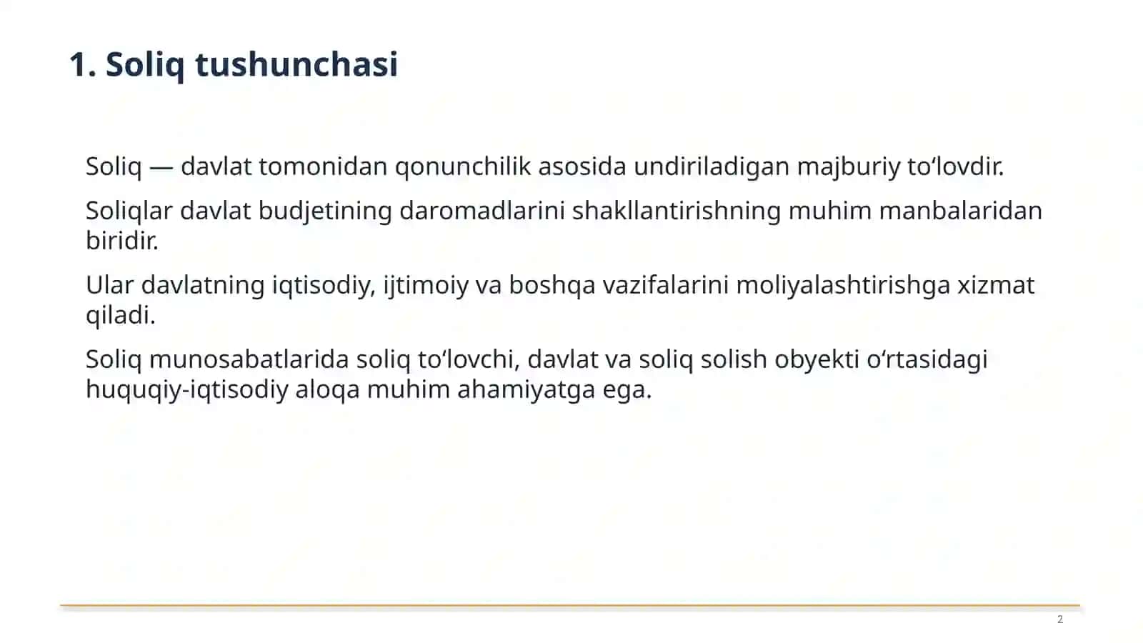 Soliq Elementlari va Ularga Tavsif 2