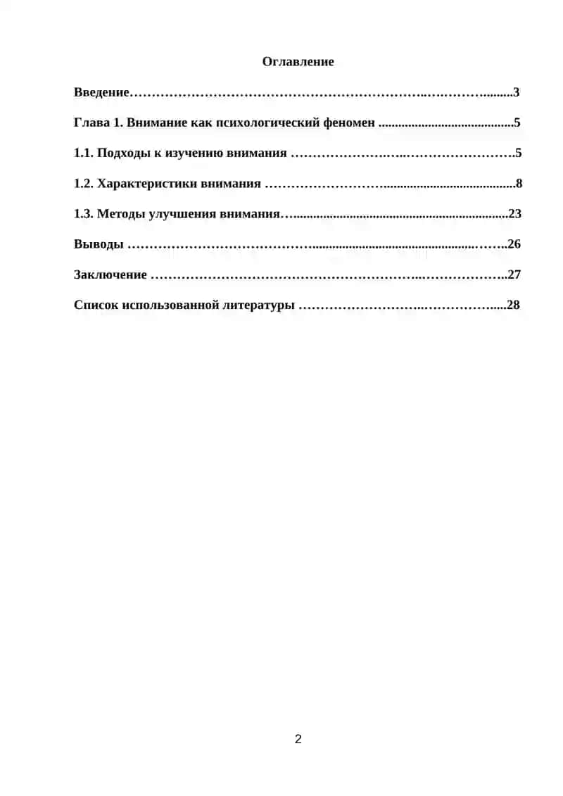 Курсовая работа "Внимание как психологический феномен" 2
