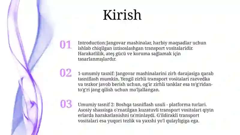 Jangovar Mashinalarning Umumiy Tasnifi 2