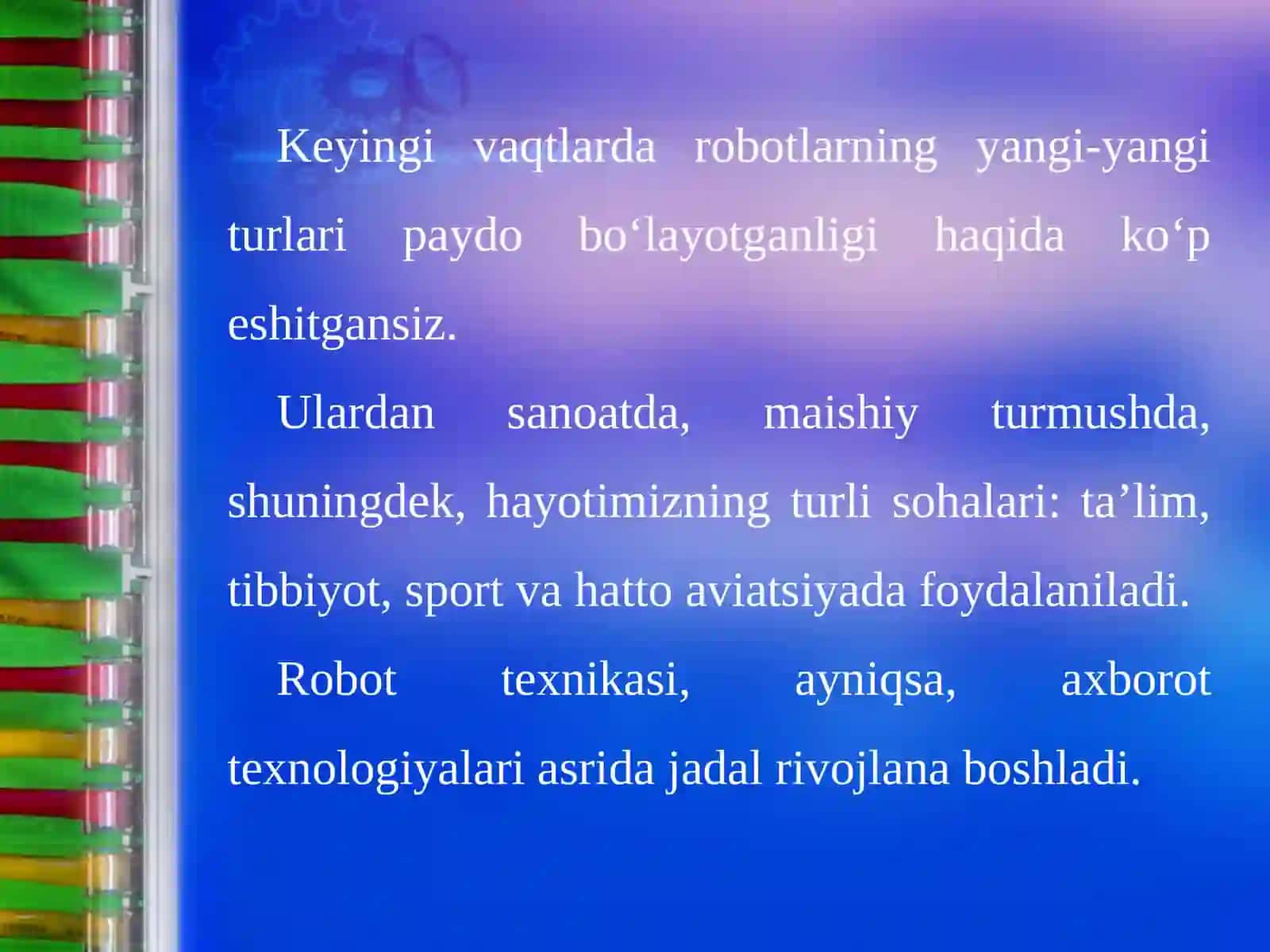 Robotlarning atrof-muhit bilan o‘zaro aloqasi 2
