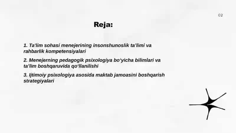 Ta'lim sohasi menejerning insonshunoslik bo'yicha ma'lumoti 2
