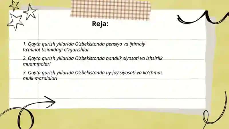 Qayta qurish yillarida Oʻzbekistondagi ijtimoiy siyosat 2