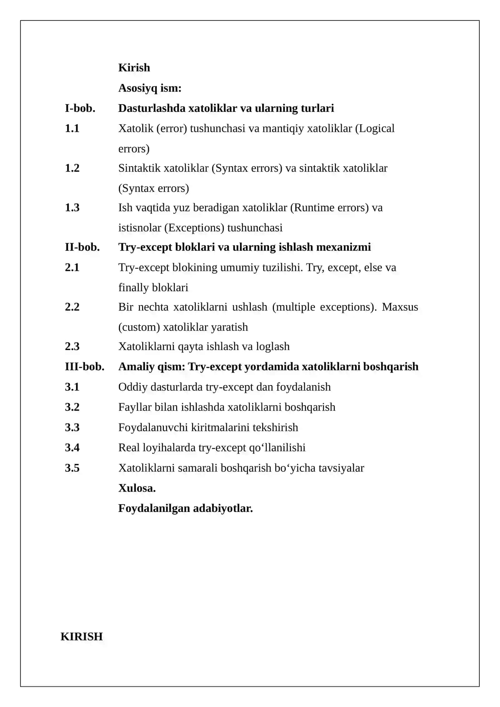 Try-except bloklari orqalidasturda xatoliklarni boshqarish 2