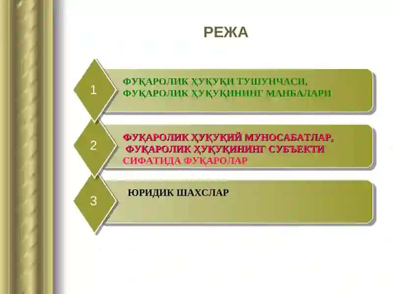 Фуқаролик ҳуқуқи асослари 2