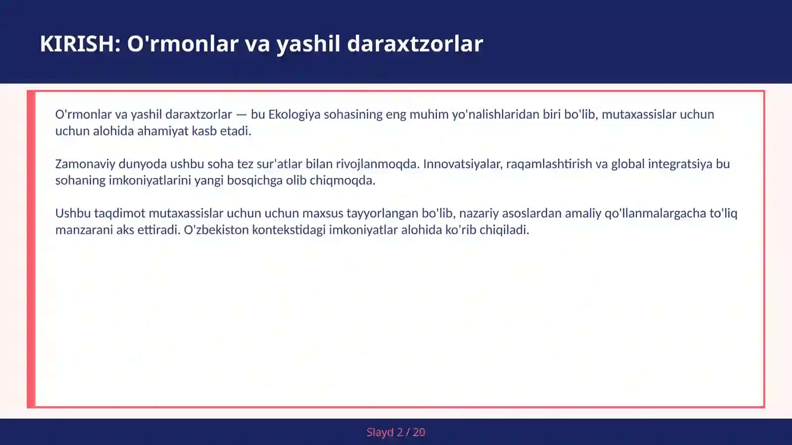 O'rmonlar va yashil daraxtzorlar 2
