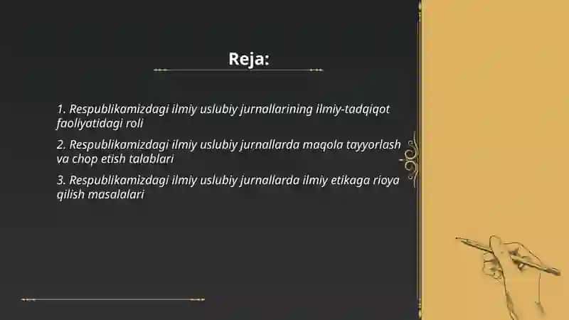 Ilmiy-tadqiqot faoliyatini olib borishda respublikamizdagi ilmiy uslubiy jurnallar 2