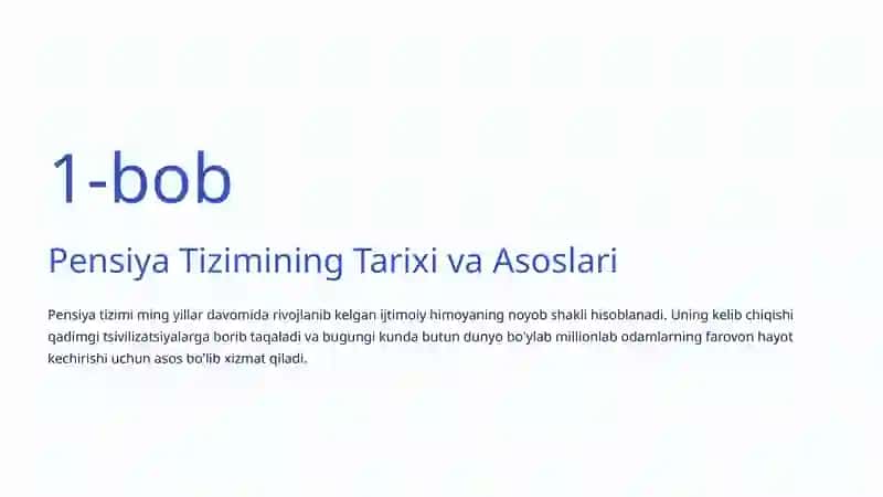 Pensiya Tizimi Islohoti: O'zbekistonning Kelajagi 2