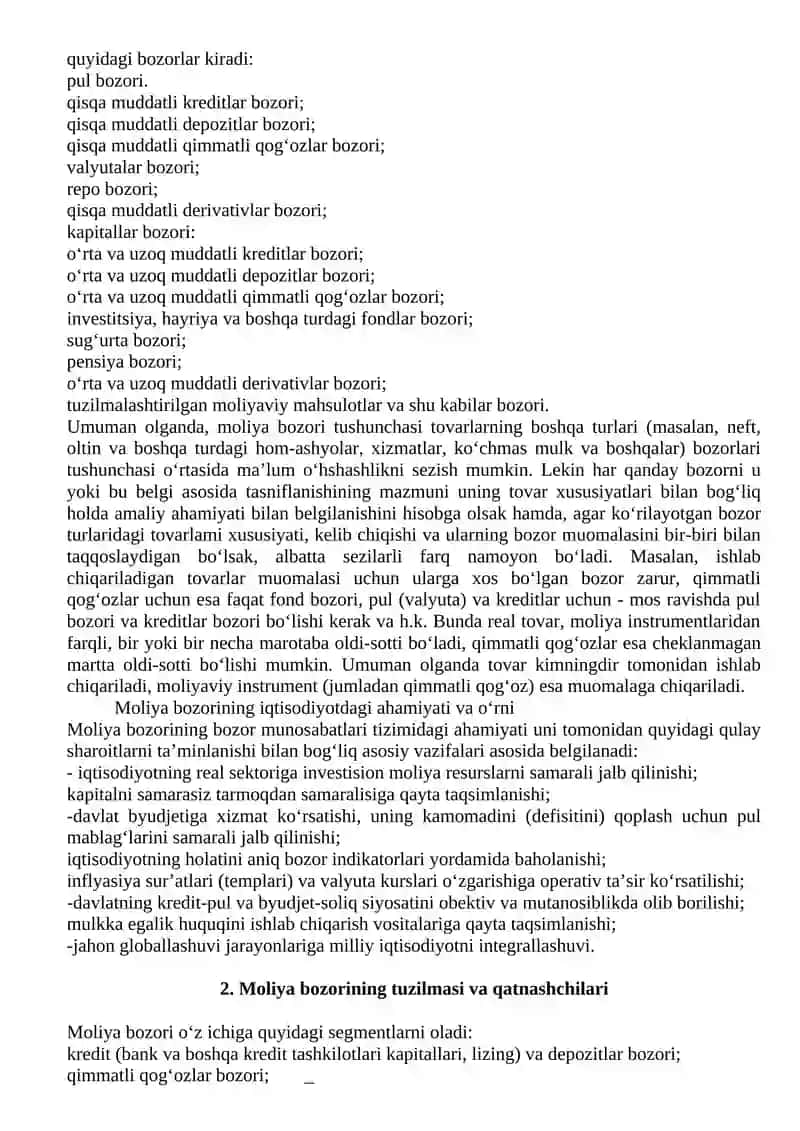 Moliya bozori va instrumentlari 2