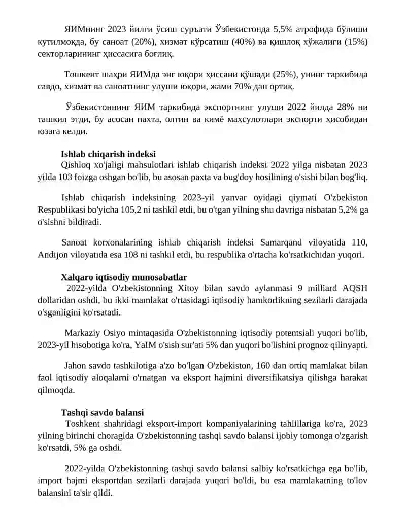 Iqtisodiy indekslar haqida 2