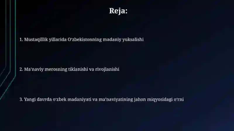 Mustaqillik yillarida O'zbekiston madaniy yuksalishi 2