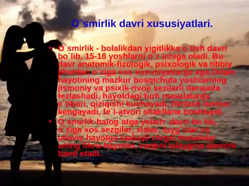 O`smirlik davri xususiyatlari 2