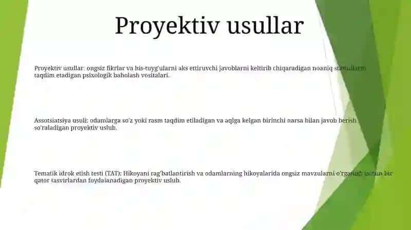 Shaxsni Tadqiq Etish Metodlari 2