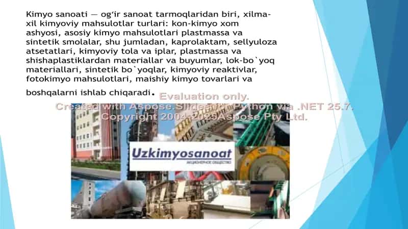 So‘ngi yillarda O‘zbekistonda Kimyo sanoati 2