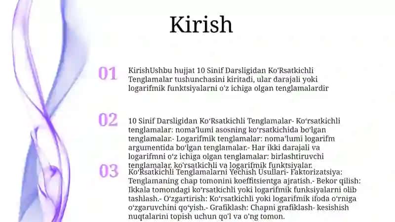 10 Sinf Darsligidan KoʻRsatkichli Tenglamalar 2