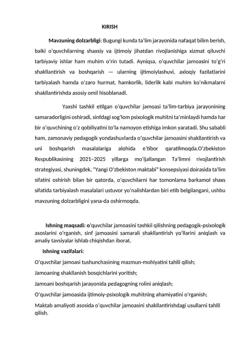O’quvchilar jamoasini tashkil qilishning o’ziga xos xususiyatlari 2