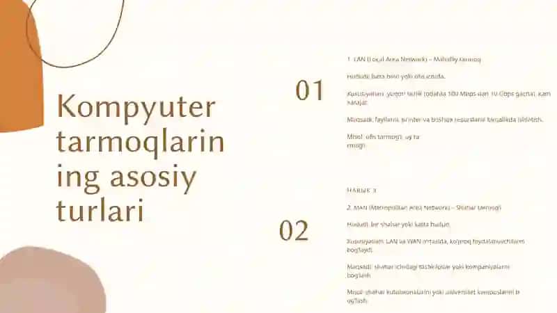 Kompyuter tarmoqlarining asosiy turlari 2