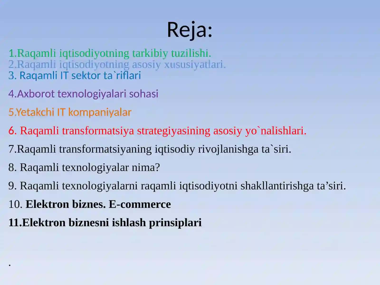 Raqamli iqtisodiyot faniga kirish 2