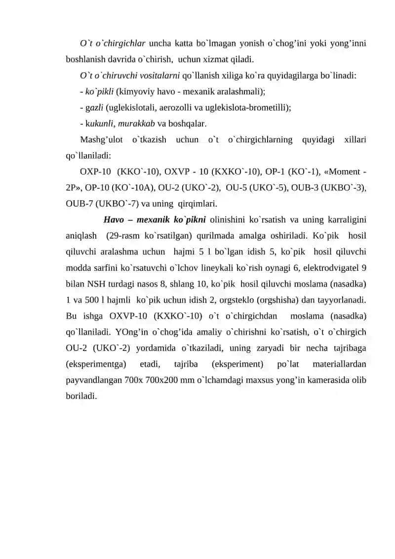 O't o'chirish vositalarining va ishlash prinsipi 2
