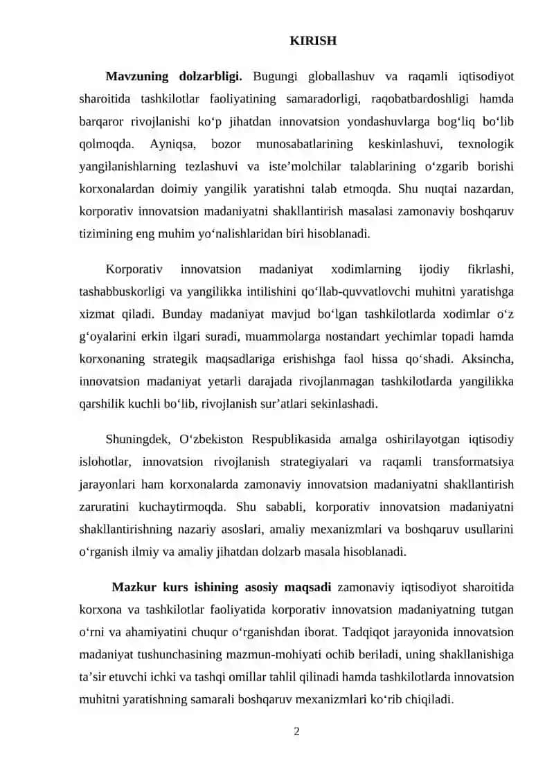 Korporativ innovatsion madaniyatni shaklantirish 2