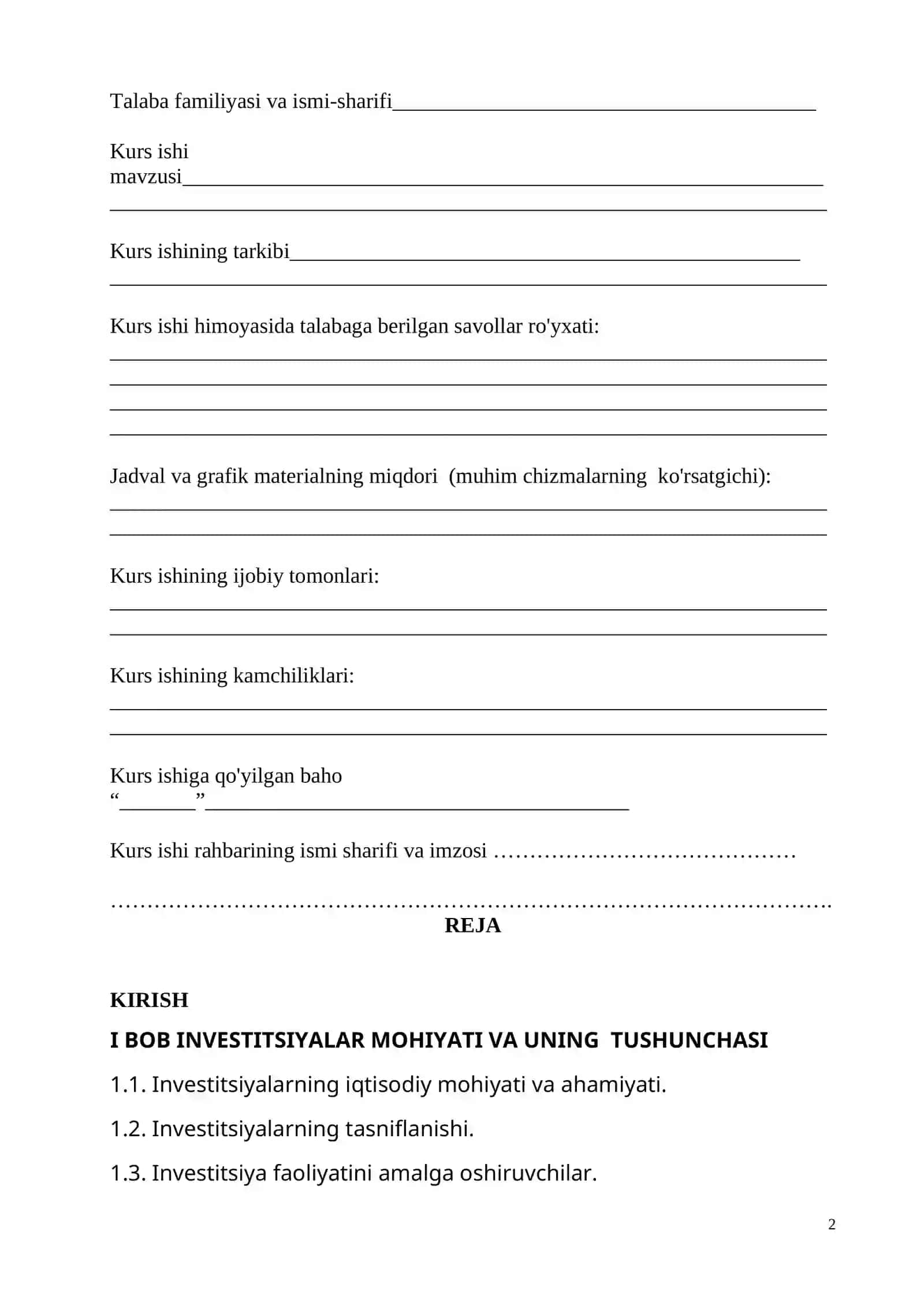 INVESTITSIYANING MOHIYATI MANBALARI VA SHAKLLARI 2