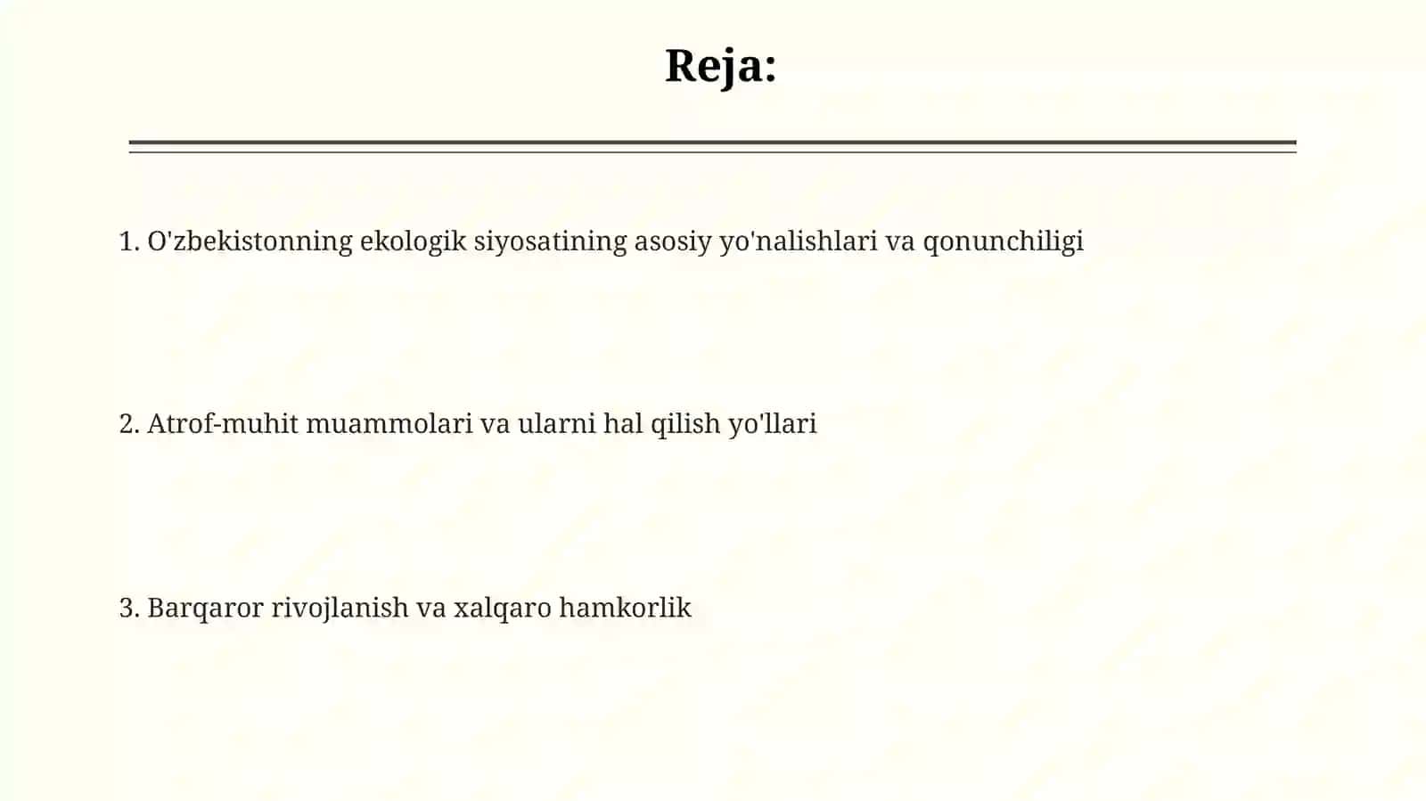 O'zbekistonning ekologik siyosati 2