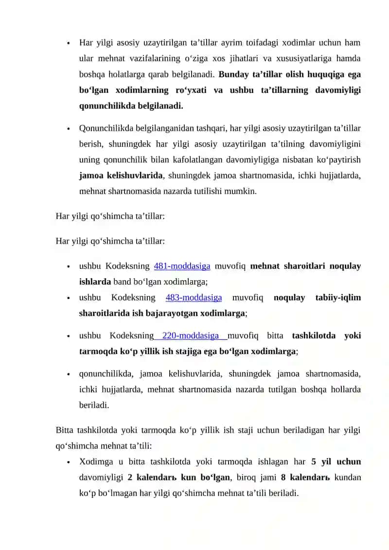 Har yilgi mehnat ta'tili 2