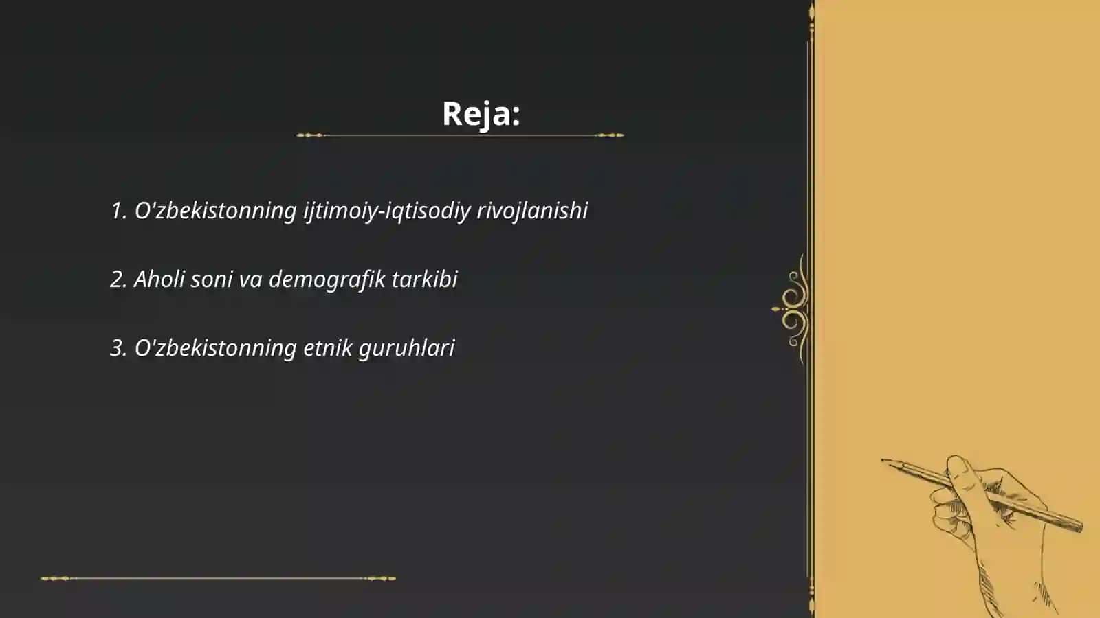 O'zbekistonning hoʻjaligi aholi va tabiiy geografiyasi 2