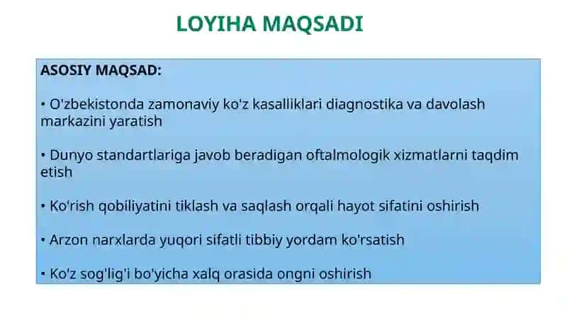 KO'Z KLINIKASI Marketing loyihasi 2