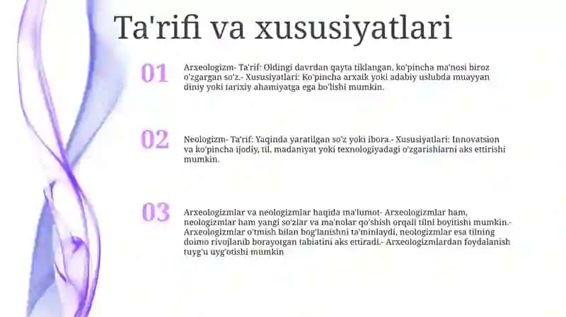 Arxeologizm va Neologizm Haqida Ma'lumot 2