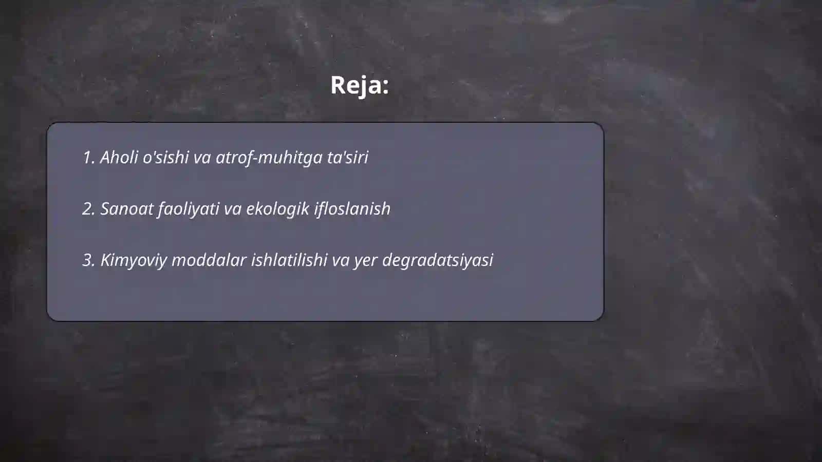 Insoniyatni atrof-muhitga ta'siri 2
