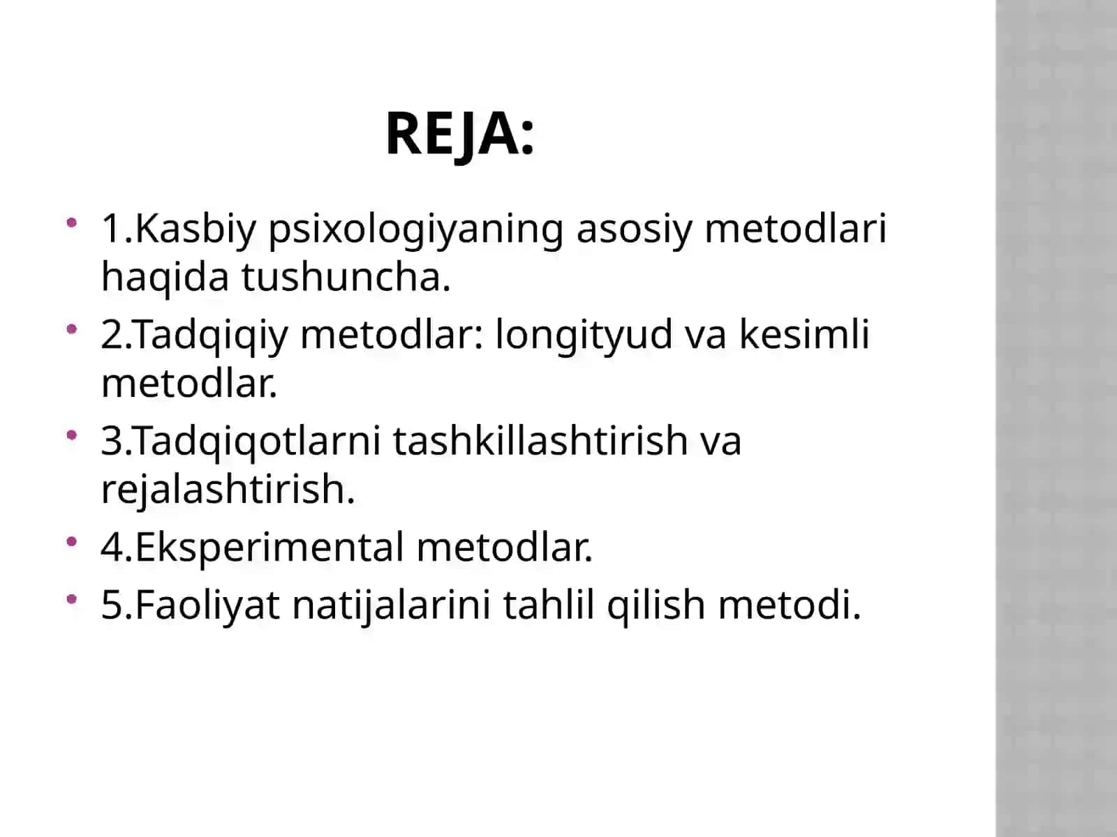 Kasbiy psixologiyaning asosiy metodlari 2