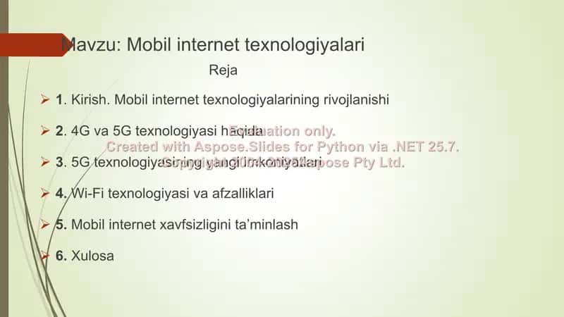 Mobil internet texnologiyalari 2