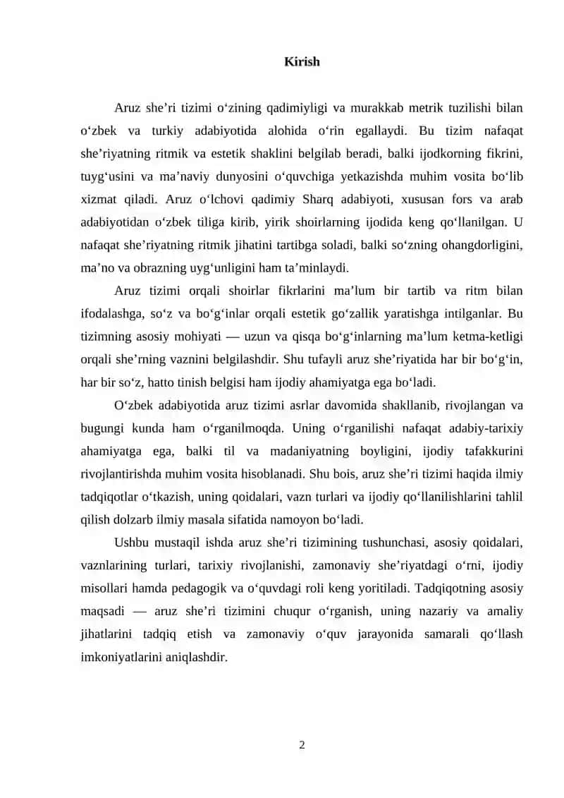 ARUZ SHE'R TIZIMI 2