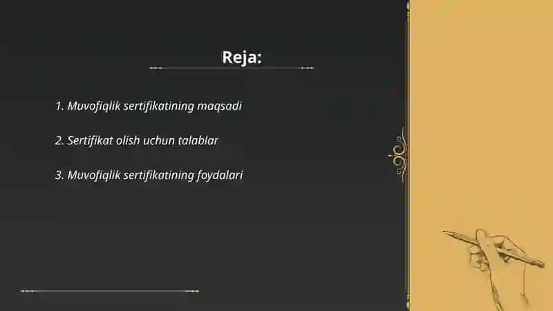 Muvofiqlik sertifikati va belgisi 2