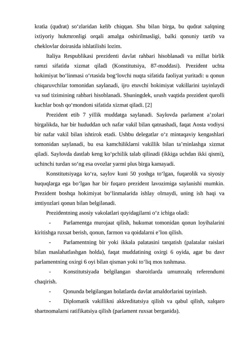 Italiya davlat shakllari tezis 2