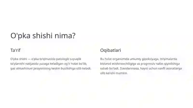 O'pka shishlari va atelektaz klinik belgilari 2