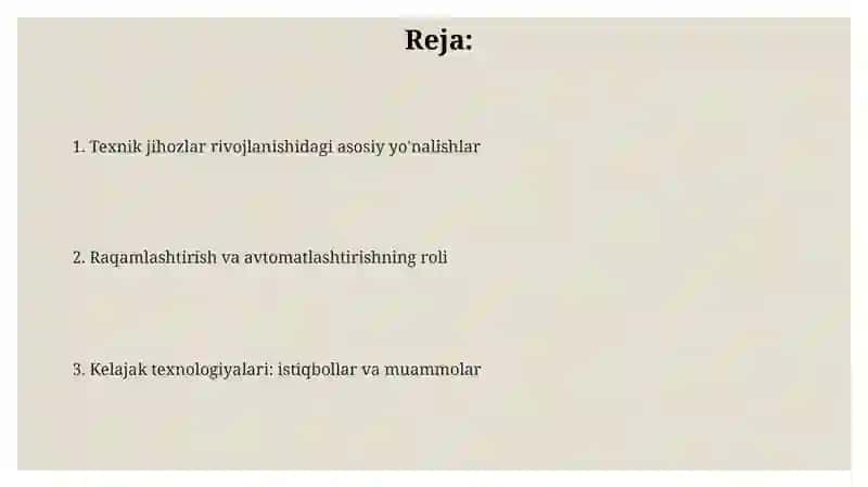 Texnikvositalarning rivojlantirishtendensiyalari 2
