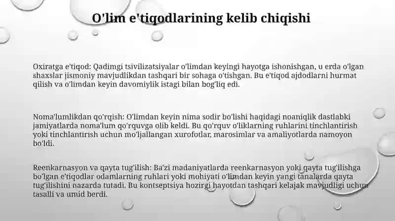 OʻLim Haqida Tushunchalar 2
