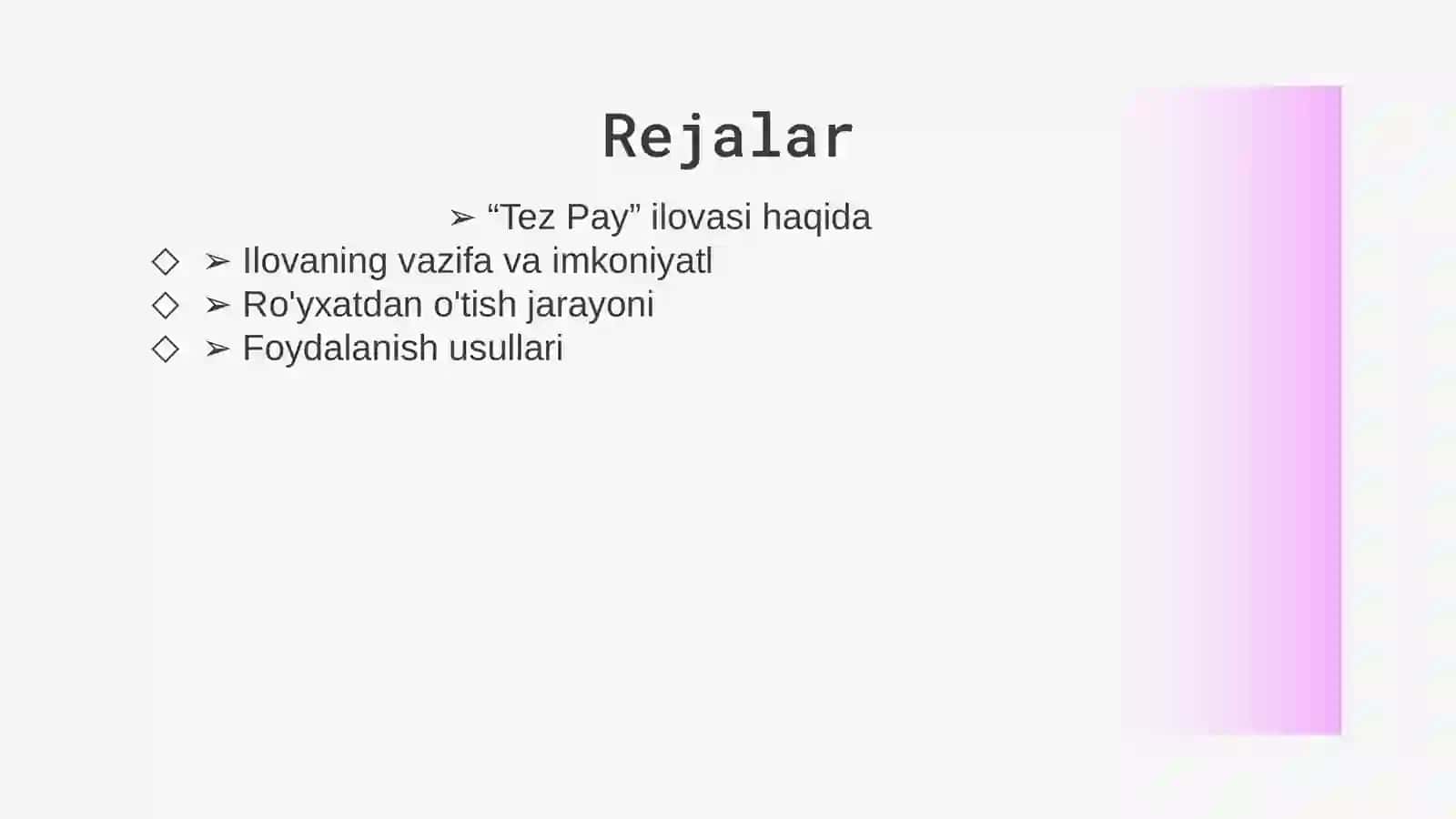 “TEZ PAY” ILOVASI 2