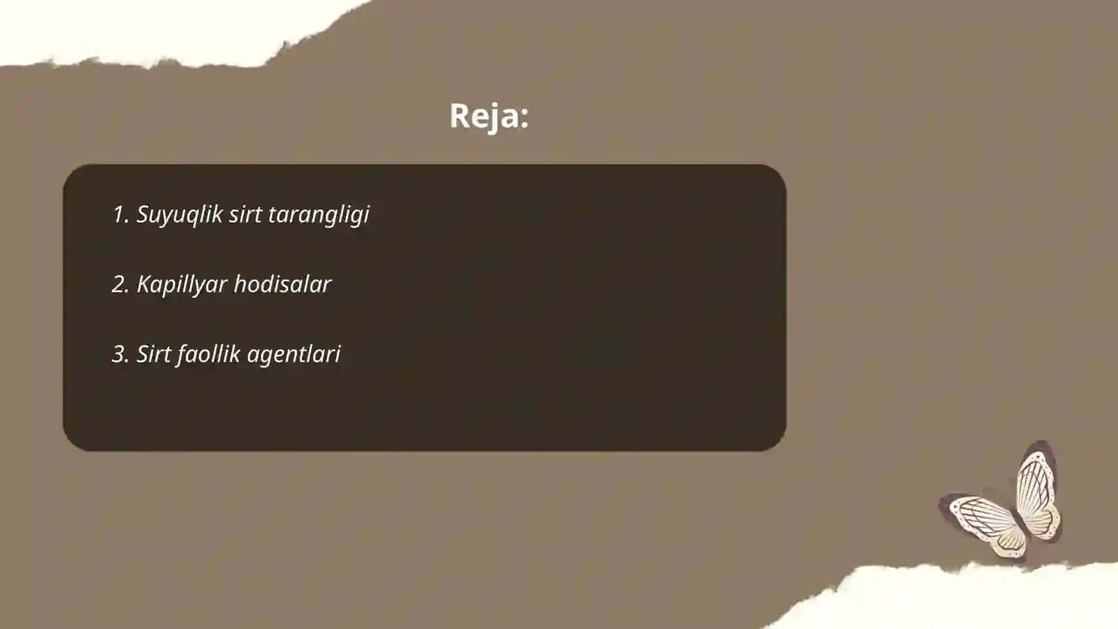 Suyuqliklarning sirt hodisalari va adsorbsiya jarayonlari 2