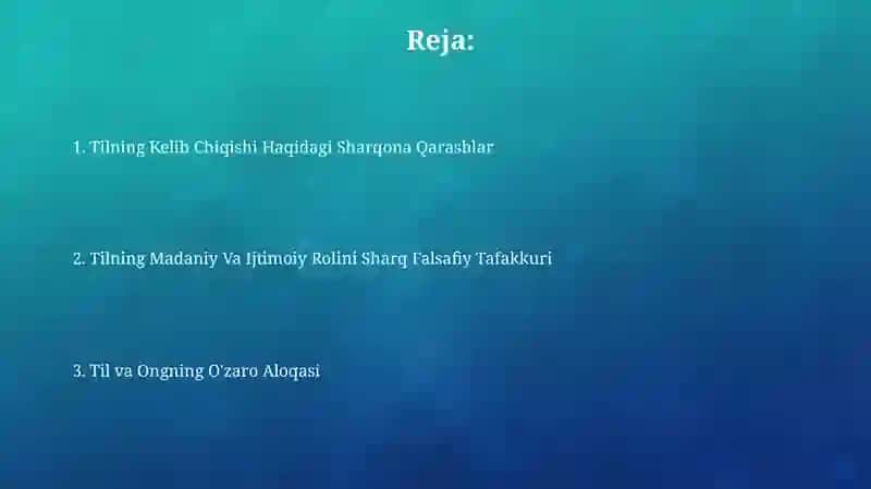 Tilning Kelib Chiqishi Haqidagi Sharqona Qarashlar 2